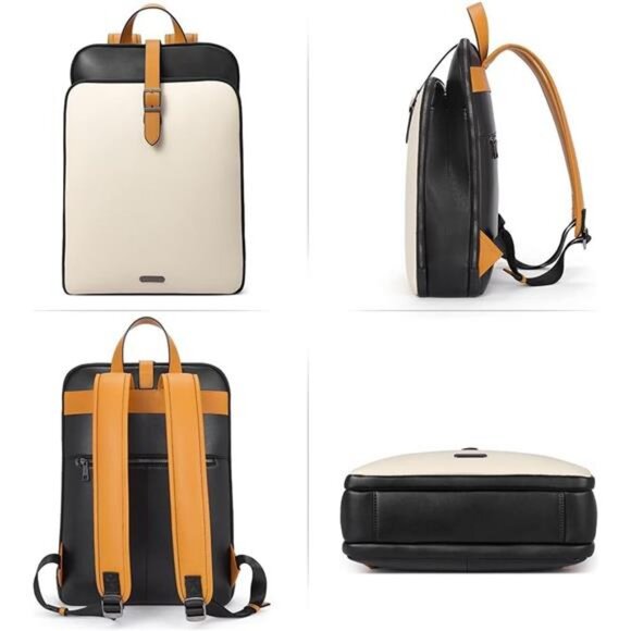 CLUCI Leather Backpack for Women, 15.6 inch Laptop Bag, Large Genuine Work